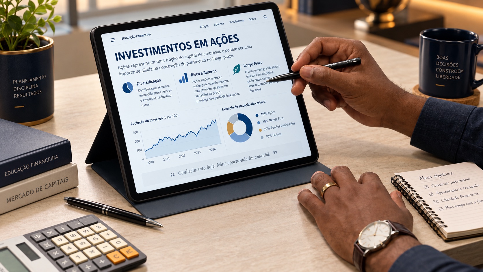 Material de educação financeira do Pega Bizu: investimentos em ações